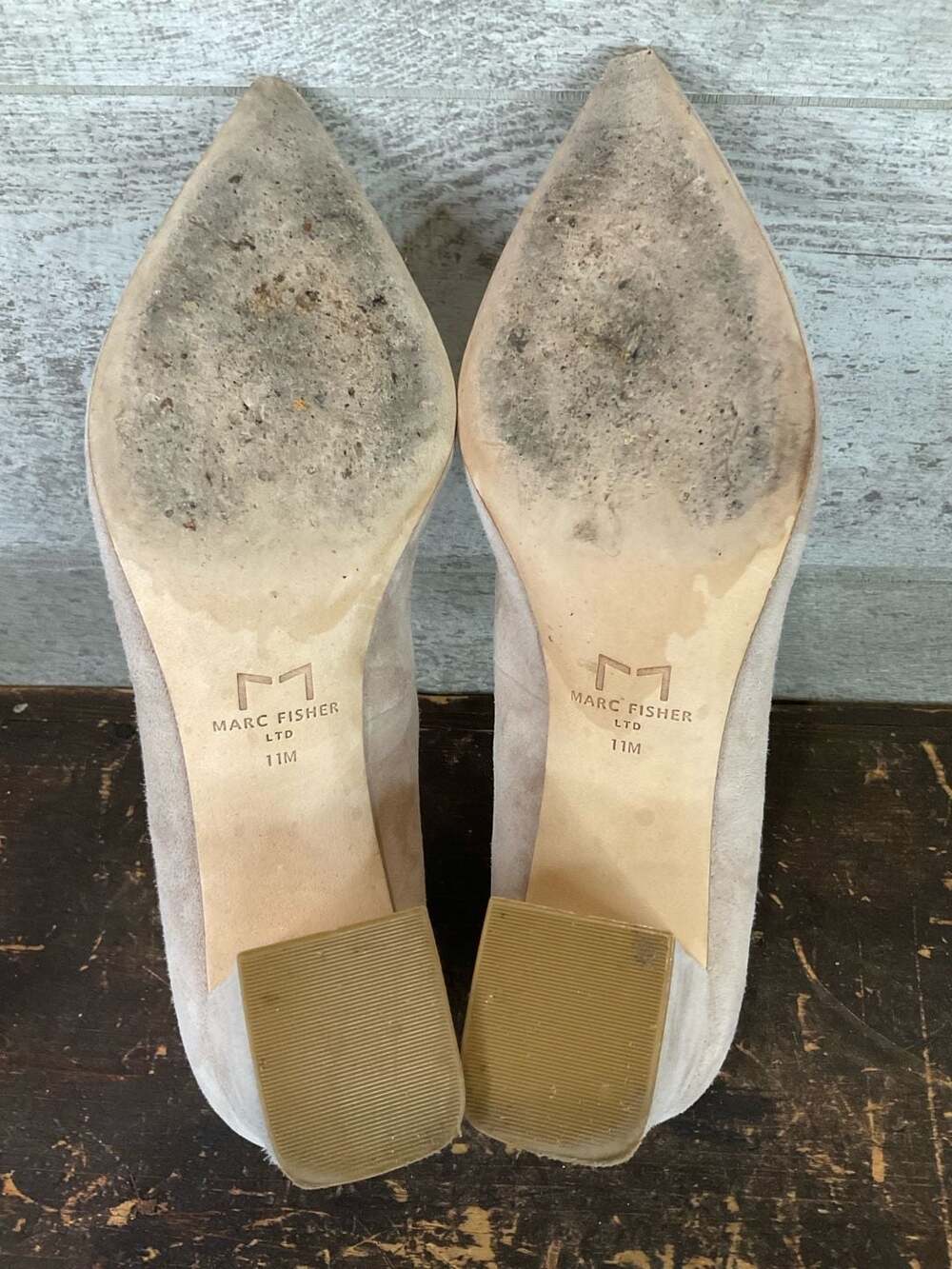 Marc Fisher LTD Zala Suede Pointed Toe Block Heel Pump in Light Natural Size 11M - Picture 8 of 10